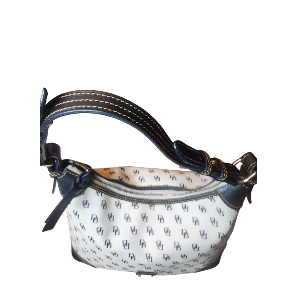 Dooney &  Bourke Signature Monogram Erica Shoulder Hobo Bag Black & White - Picture 9 of 16